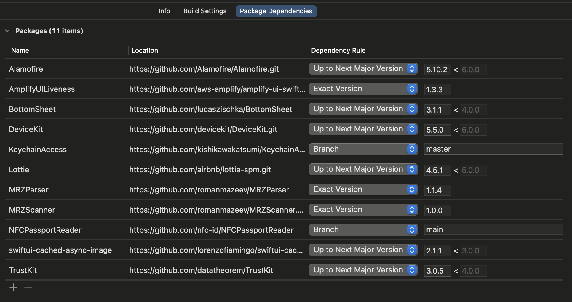 Xcode Package Dependencies